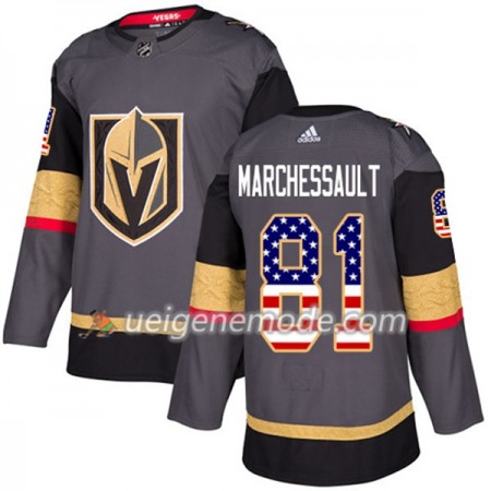 Herren Eishockey Vegas Golden Knights Trikot Jonathan Marchessault 81 Adidas 2017-2018 Grau USA Flag Fashion Authentic